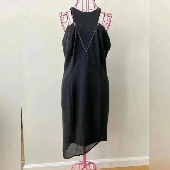 Y2K bebe Asymmetrical Hem Black Dress Womens size 8 Whimsigoth
